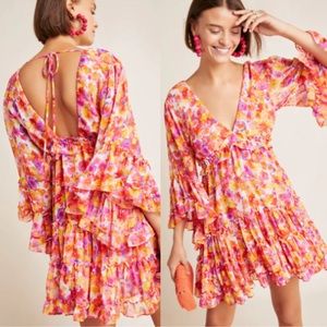 MISA Los Angeles - Yasmin Mini Dress Floral Orange Pink